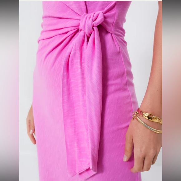 Apiece Apart Vanina Cinched Waist Dress in Fuschia - Picture 6 of 8